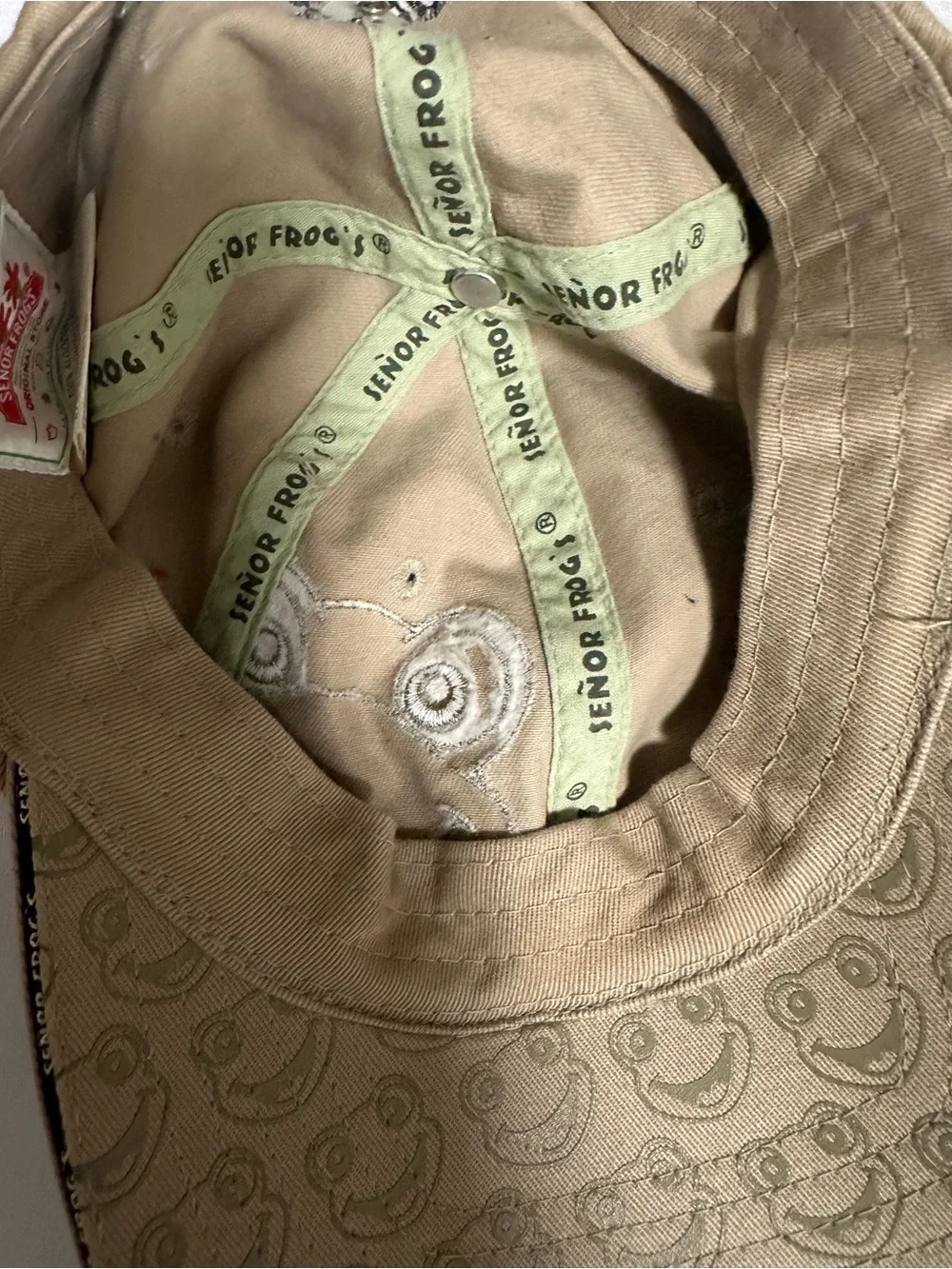 Señor Frog's Khaki Cap with Red Logo Pin